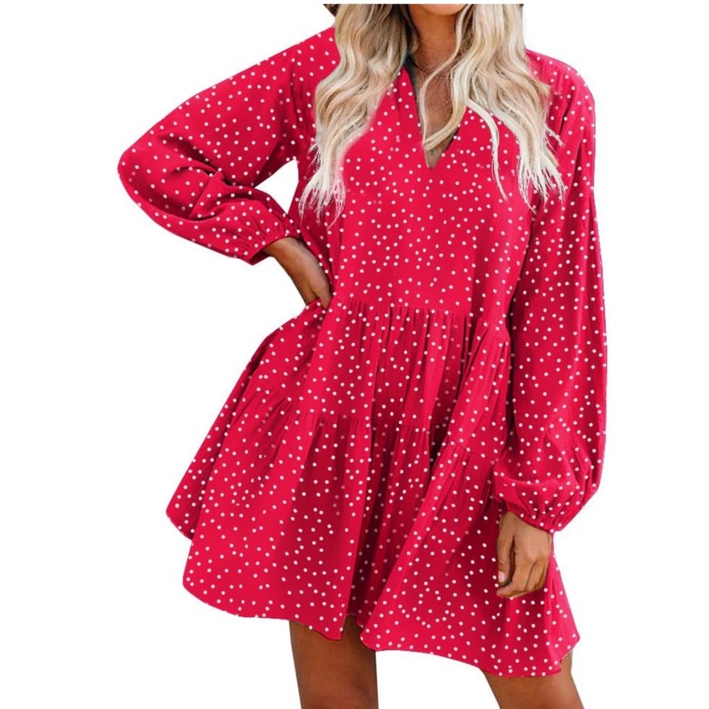 Red White Polka Dot‎ Minnie Disney Bounding Tiered Babydoll Mini Dress XL